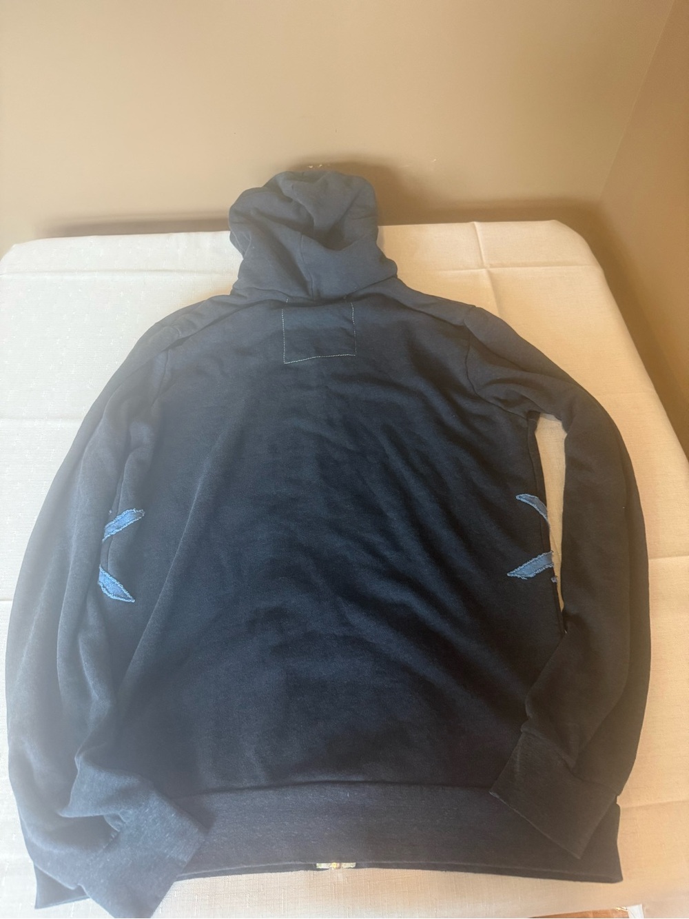 Rare Aviator Nation Chevron Black Zip-Up Hoodie Stitched Pink & Purple- Large - Picture 3 of 4